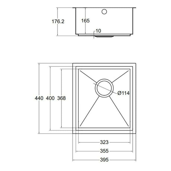 AXIXUNO 355U SOS SINK,Stainless Steel Sink,1810 Company UK,www.work-tops.com