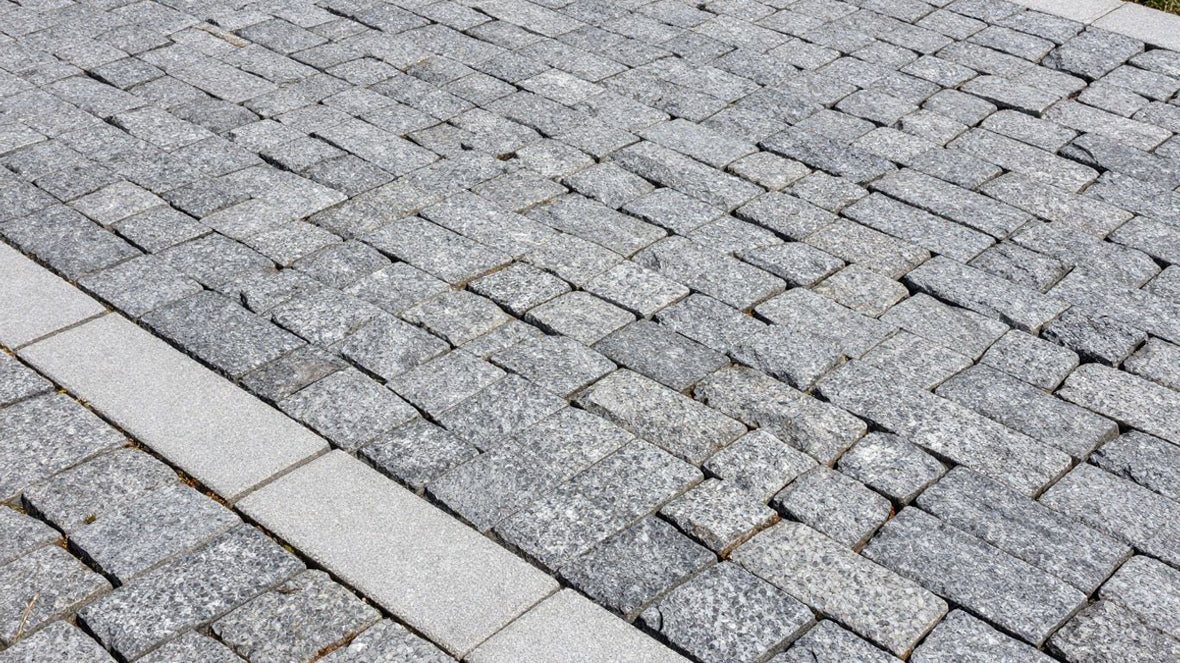 Granite sett driveway texture