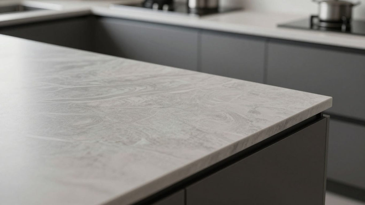 Howden kitchen worktops with different textures and finishes.