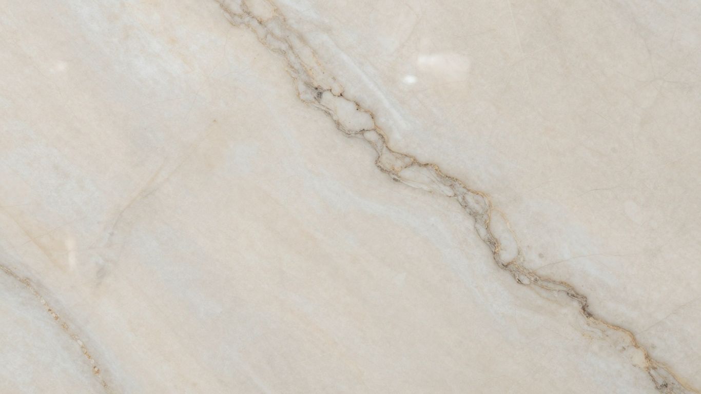 Elegant White Macaubas quartzite surface with natural veining.