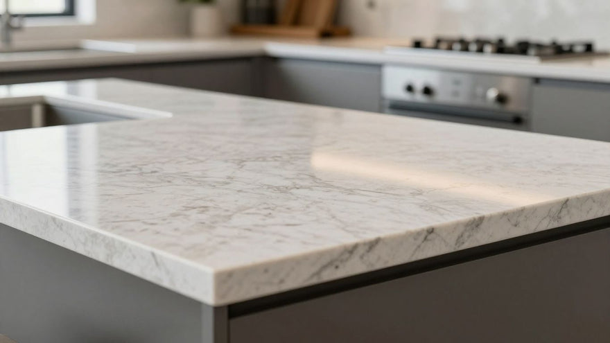 Wren quartz worktop in a modern kitchen