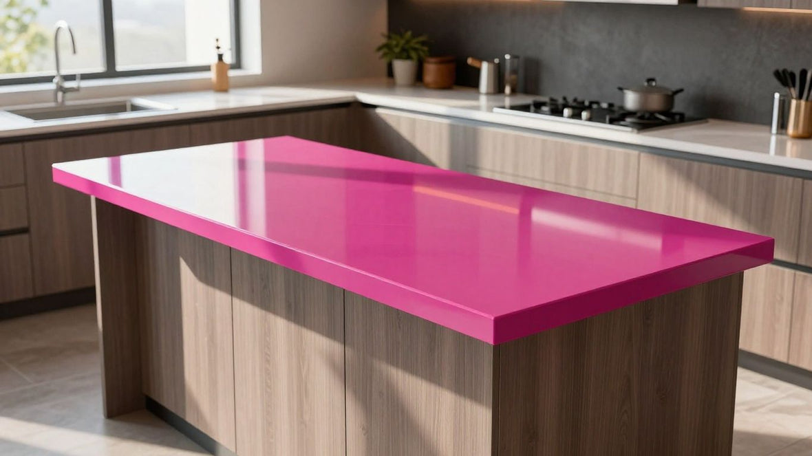 Modern kitchen island with Silestone worktop.