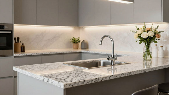 Modern kitchen with stylish laminate countertops.