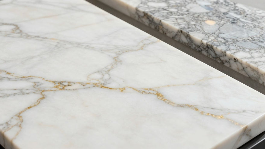 Calacatta Gold marble and quartz veining
