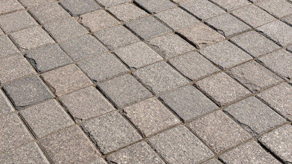 Granite sett driveway paving close-up