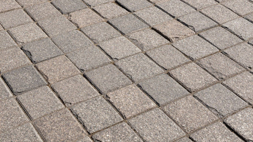 Granite sett driveway paving close-up