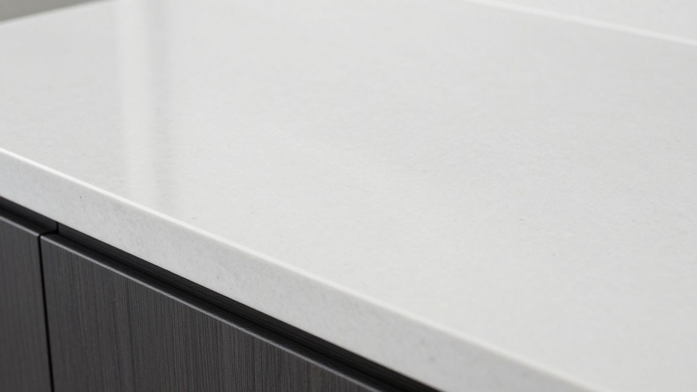 Durable white Silestone quartz kitchen worktop surface.