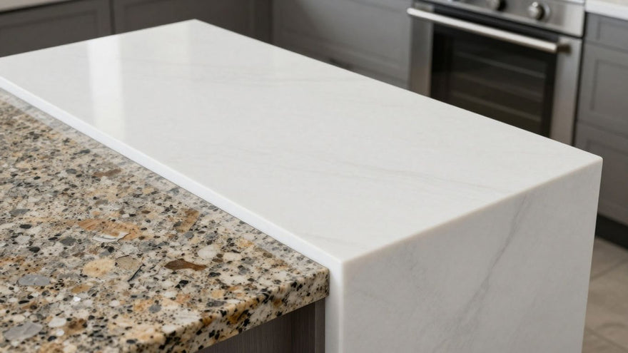 Quartz vs. granite kitchen countertops comparison.
