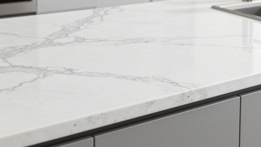 Carrara Bianco quartz countertop with grey veining.