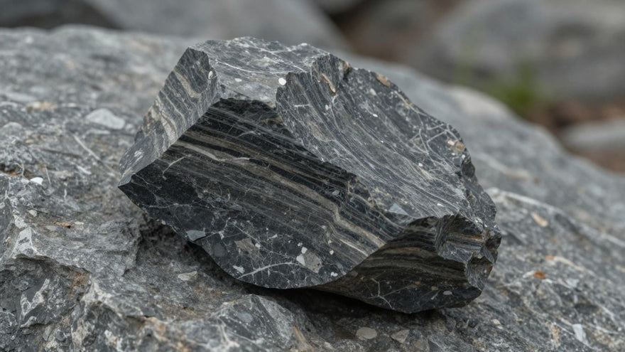 Gneiss rock sample with distinct banding