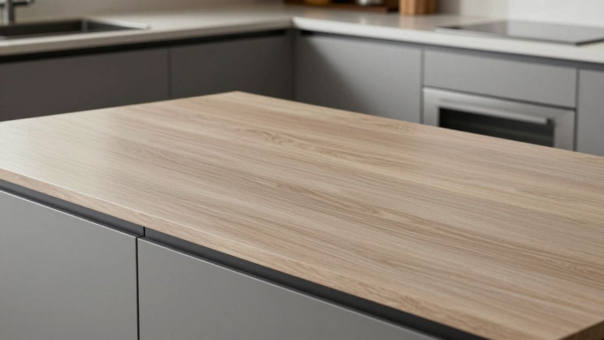 Modern kitchen with a 4m laminate worktop.