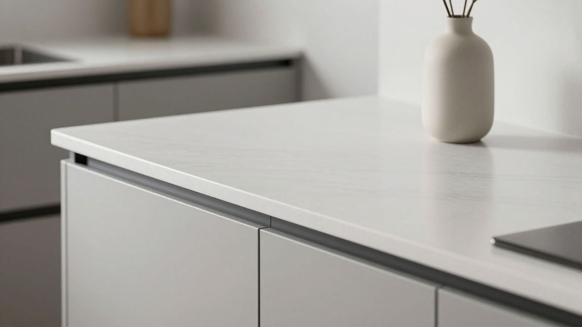 Modern kitchen with square edge worktop