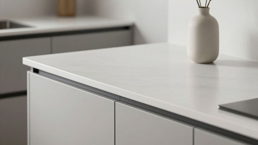 Modern kitchen with square edge worktop