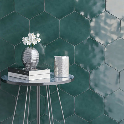 TERAMODA EMERALD GLAZED CERAMIC HEXAGON TILE,Tiles-Ceramic,IONIC STONE,www.work-tops.com