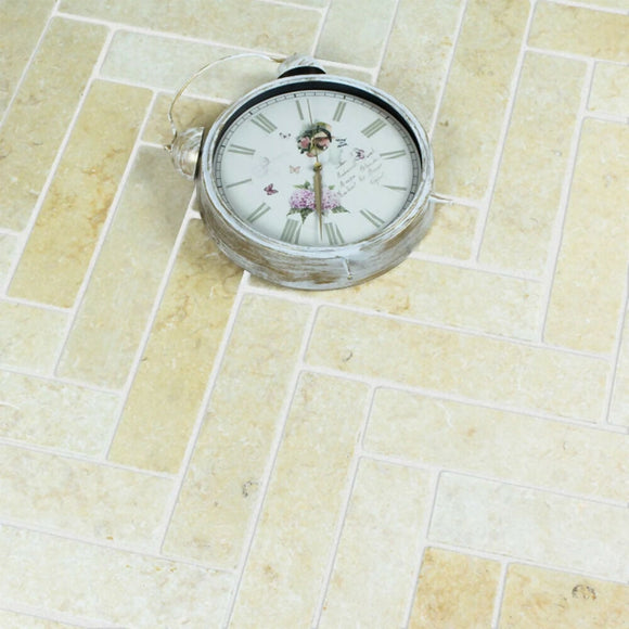 JERUSALEM ANTIQUE GOLD HERRINGBONE LIMESTONE