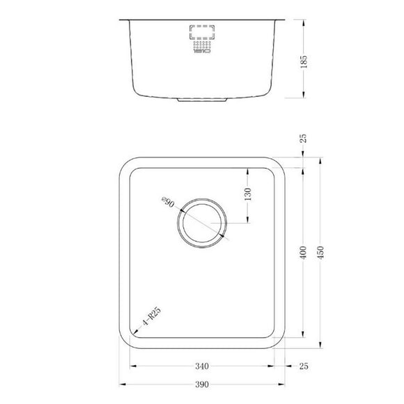 LUXSOPLUSUNO25 340U SINK,Stainless Steel Sink,1810 Company UK,www.work-tops.com