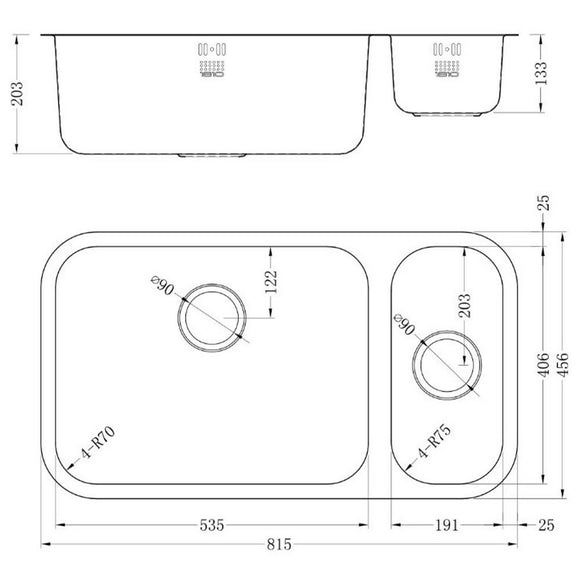 ETRODUO 535/191U BBL SINK,Stainless Steel Sink,1810 Company UK,www.work-tops.com
