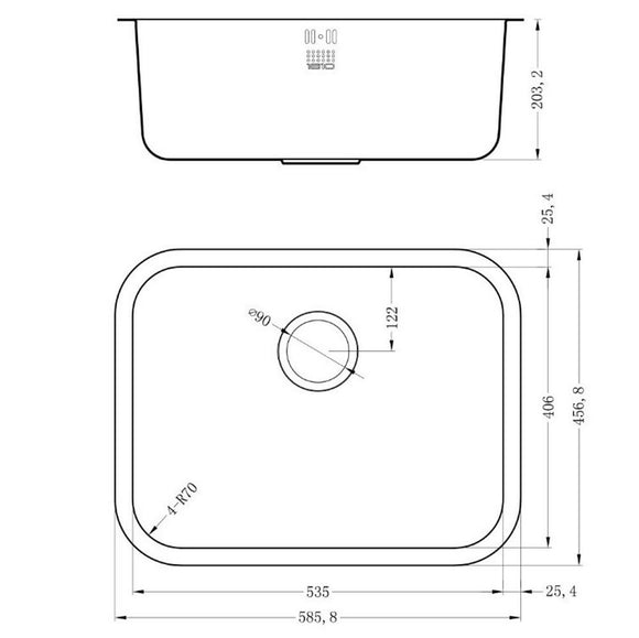 ETROUNO 550U SINK,Stainless Steel Sink,1810 Company UK,www.work-tops.com