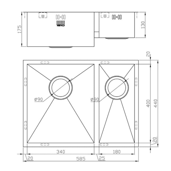 ZENDUO 340/180U BBL SINK,Stainless Steel Sink,1810 Company UK,www.work-tops.com