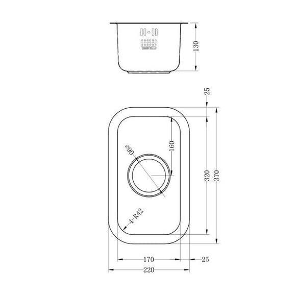 ETROUNO 170U SINK,Stainless Steel Sink,1810 Company UK,www.work-tops.com