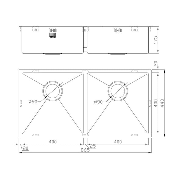 ZENDUO15 400/400U SINK,Stainless Steel Sink,1810 Company UK,www.work-tops.com