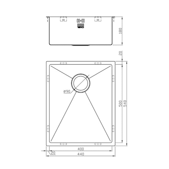 ZENUNO15 500U OSW SINK,Stainless Steel Sink,1810 Company UK,www.work-tops.com