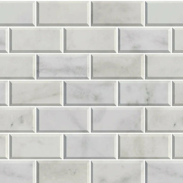 CARRARA WHITE BEVELLED METRO MOSAIC