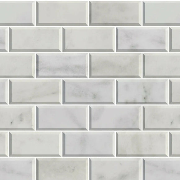 CARRARA WHITE BEVELLED METRO MOSAIC