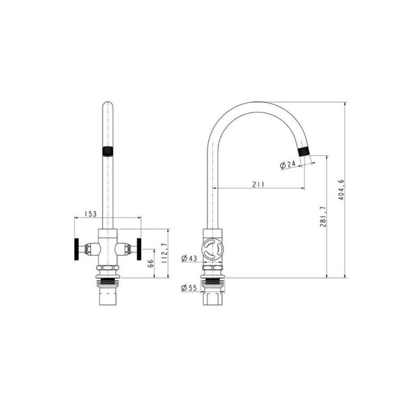 HENRY HOLT COLLECTION TWIN LEVER TAP,Tap,1810 Company UK,www.work-tops.com