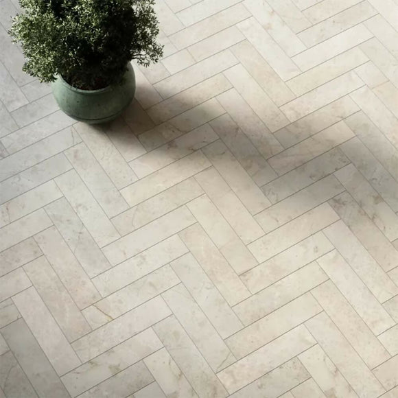 CREMA MARFIL HERRINGBONE MARBLE