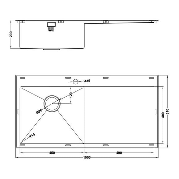 RAZORUNO10 5 IF BBL SINK,Stainless Steel Sink,1810 Company UK,www.work-tops.com