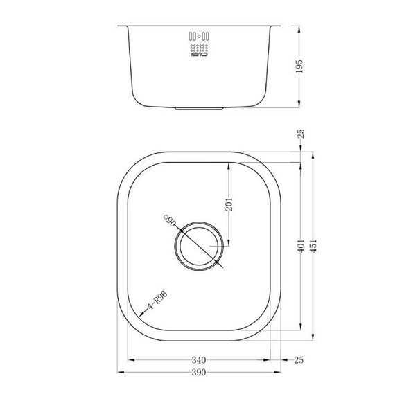 ETROUNO 340U SINK,Stainless Steel Sink,1810 Company UK,www.work-tops.com