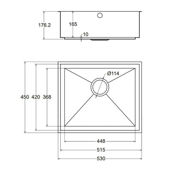 AXIXUNO 500U QG SINK,Stainless Steel Sink,1810 Company UK,www.work-tops.com