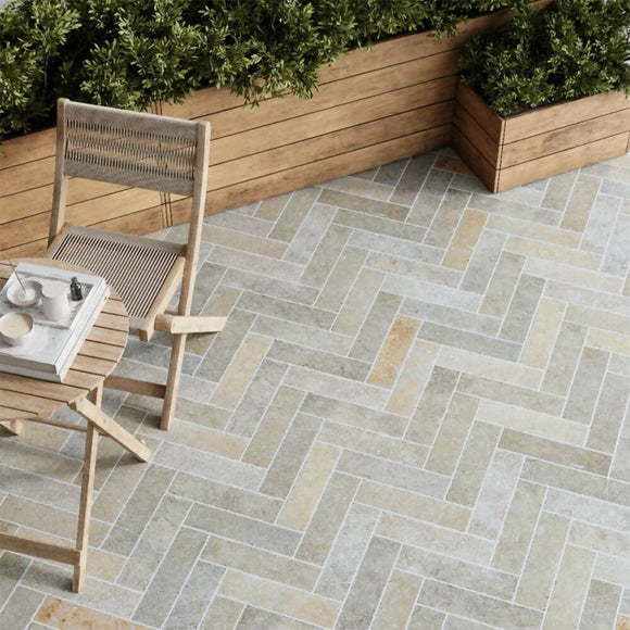 MYSTIQUE YELLOW HERRINGBONE LIMESTONE