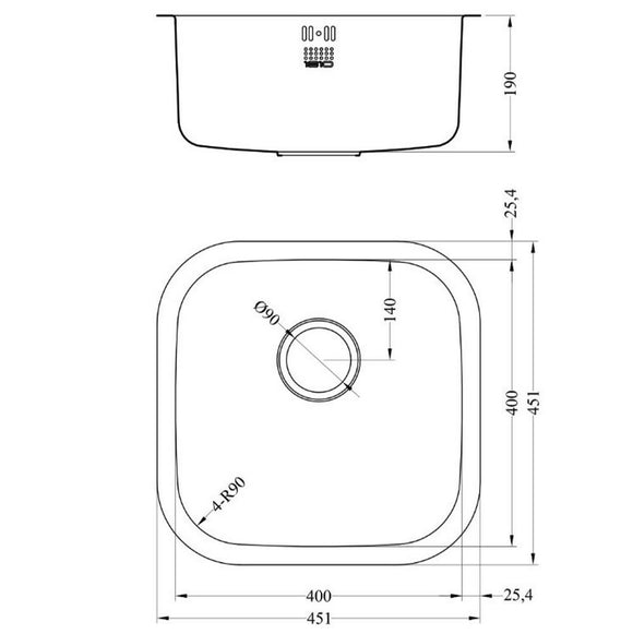 ETROUNO 400U SINK,Stainless Steel Sink,1810 Company UK,www.work-tops.com