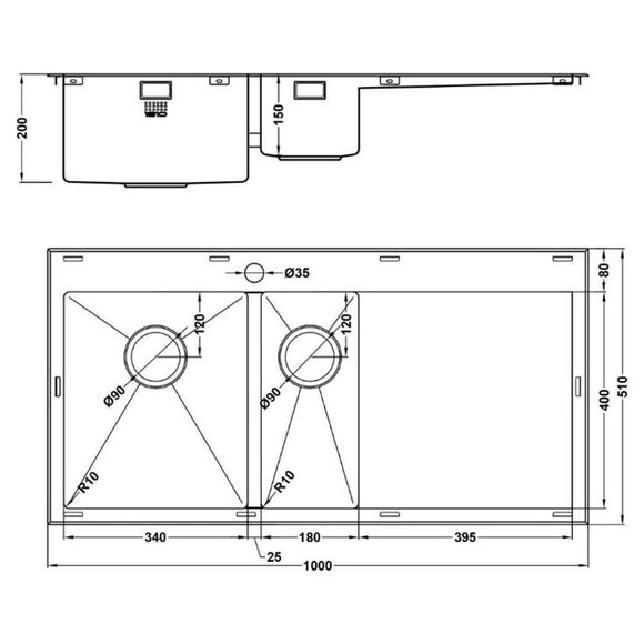 RAZORDUO10 6 IF BBL SINK,Stainless Steel Sink,1810 Company UK,www.work-tops.com