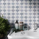 CARRARA WHITE ASH BLUE SCALLOP SHELL MOSAIC-2