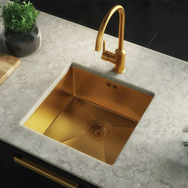 Single bowl sink with a premium gold finish,Stainless Steel Sink,LQS Sink,www.work-tops.com