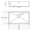 AXIXUNO 700U SOS SINK,Stainless Steel Sink,1810 Company UK,www.work-tops.com
