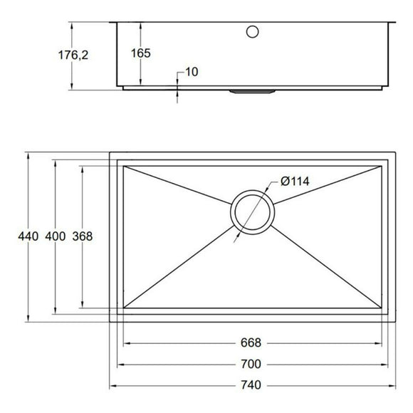 AXIXUNO 700U SOS SINK,Stainless Steel Sink,1810 Company UK,www.work-tops.com