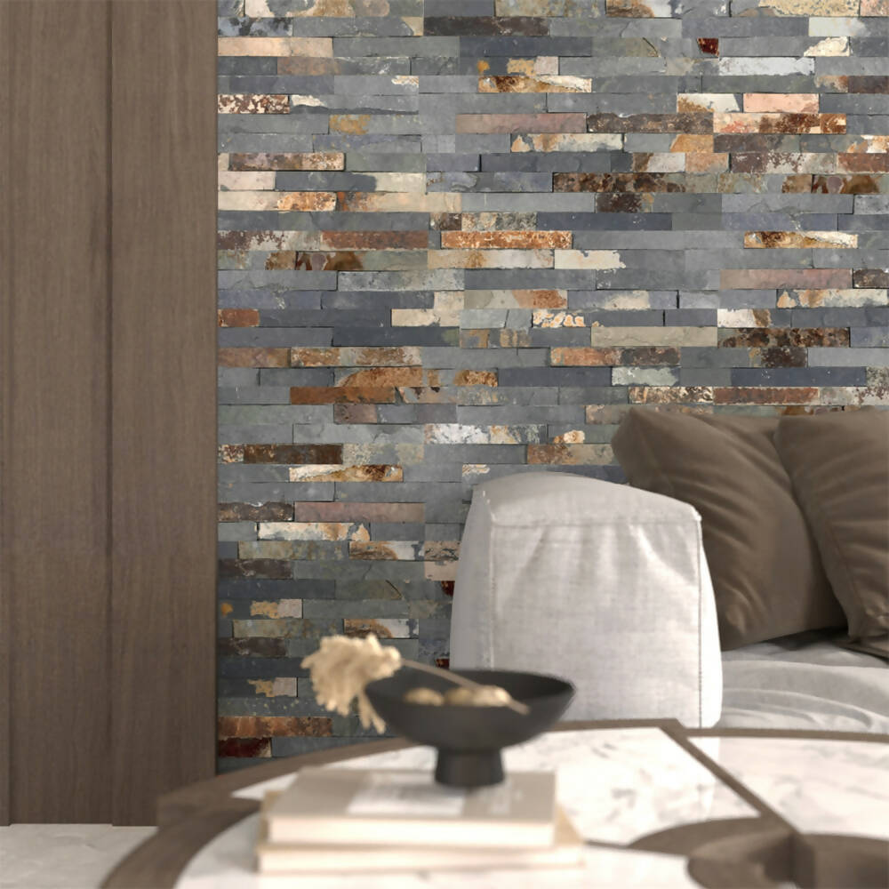 Slate Tile Cladding Multicolour Slate Riven Cladding