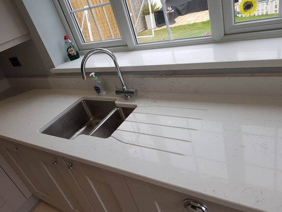 Peninsula style Carrara Marmi kitchen,Kitchen Designs,Granite-Unlimited,www.work-tops.com