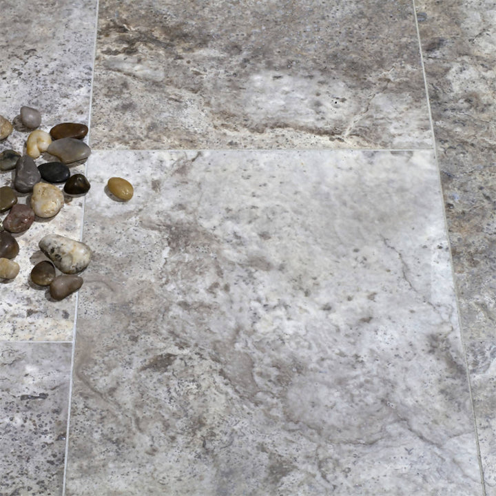 SILVER & FILLED TRAVERTINE TILES