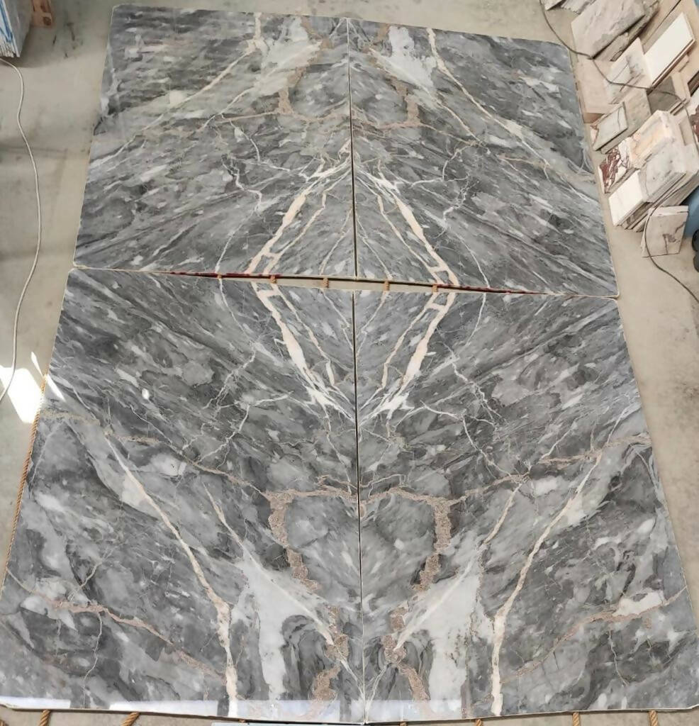 Blue Marine Gold Bookmatch Marble Available in UK |Grey Blue Marble ...