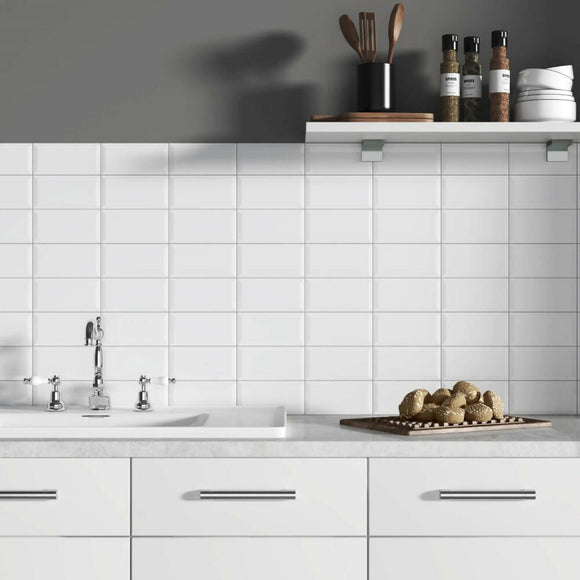 SOHO CANVAS WHITE GLOSS PRESSED BEVELLED GLAZED CERAMIC TILES,Tiles-Ceramic,IONIC STONE,www.work-tops.com