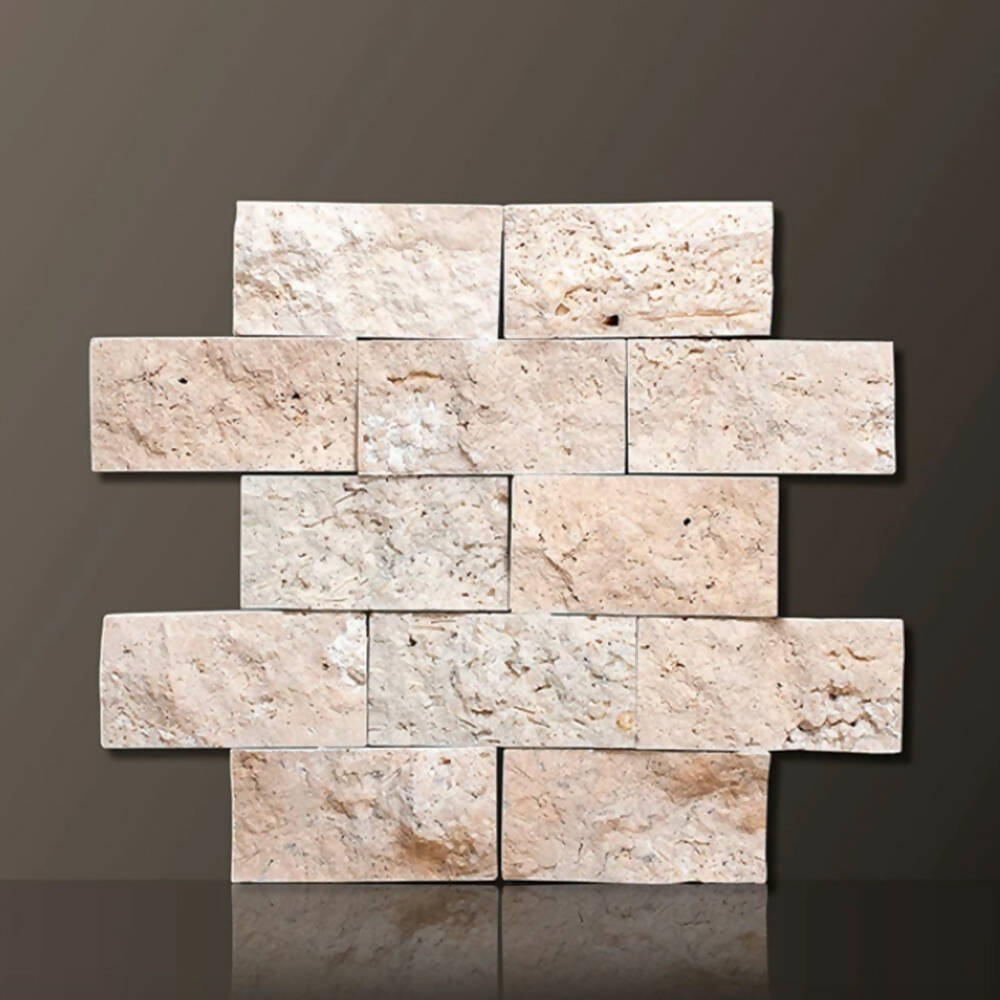 CLASSIC SPLIT-FACE TRAVERTINE MOSAIC TILES,Tiles-Split Face,Sonic Stone Tiles,www.work-tops.com