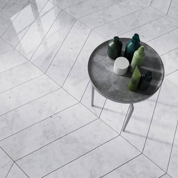 CARRARA WHITE MARBLE CHEVRON TILES,Tiles- Marble,IONIC STONE,www.work-tops.com