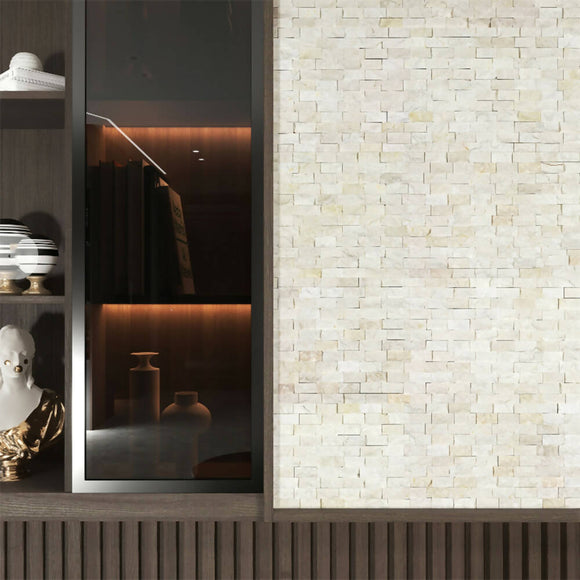 CREMA MARFIL MARBLE SPLIT FACE MOSAIC TILES,Tiles-Split Face,IONIC STONE,www.work-tops.com