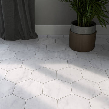 CARRARA WHITE MARBLE HEXAGON TILES,Tiles- Marble,IONIC STONE,www.work-tops.com