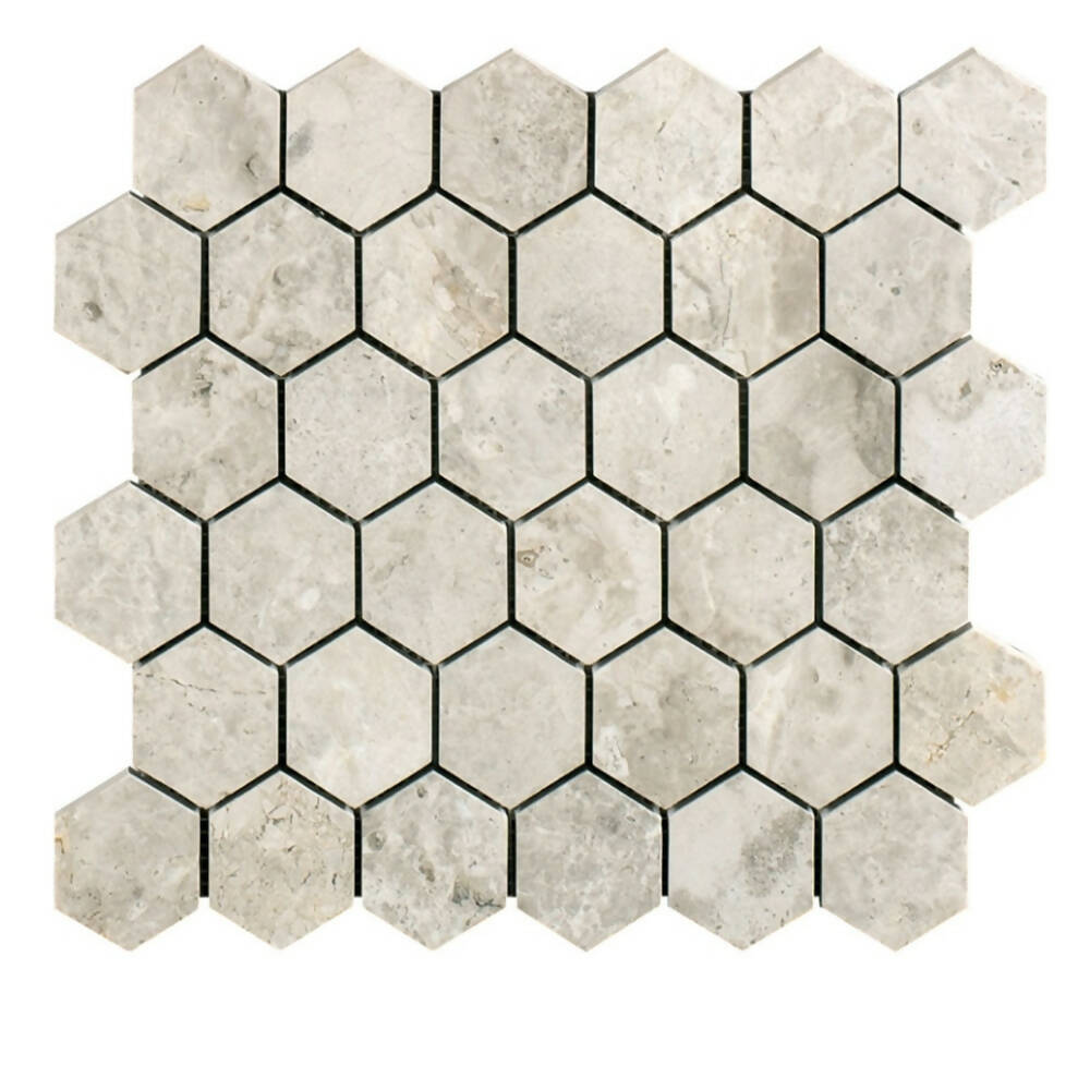 SILVER LIGHT MARBLE MOSAIC HEXAGON TILES,Tiles-Mosaic,IONIC STONE,www.work-tops.com